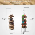 Bird Wood Chew Toy,2-Pcs Parrot Hanging Wooden Blocks Cage Grinding Bead Toy for Budgies Parakeet Cockatiel Conure Lovebirds. - Image 7