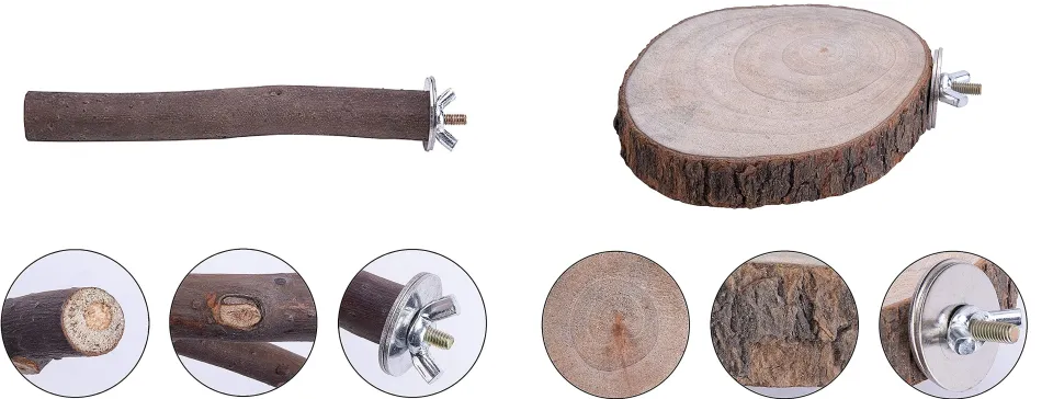 2 pack set of Bird Perches Natural Wood Parrot Perch for Parakeet Cage Accessories Parakeet Toys for Parrots, Parakeets Cockatiels, Conures, Macaws, Love Birds, Finches - Image 2