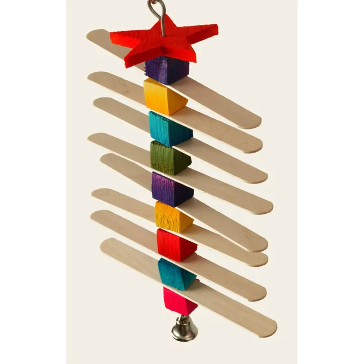 Popsicle Cluster Hanging Parrot/Parakeet Toy Popsicle Ladder Hanging Parrot Parakeet Toy Ladder Bird Toy, bird ladder, Naturals Wooden for Parrots Pet Hamster Chewing Toys Hanging Pet Bird Cage Accessories