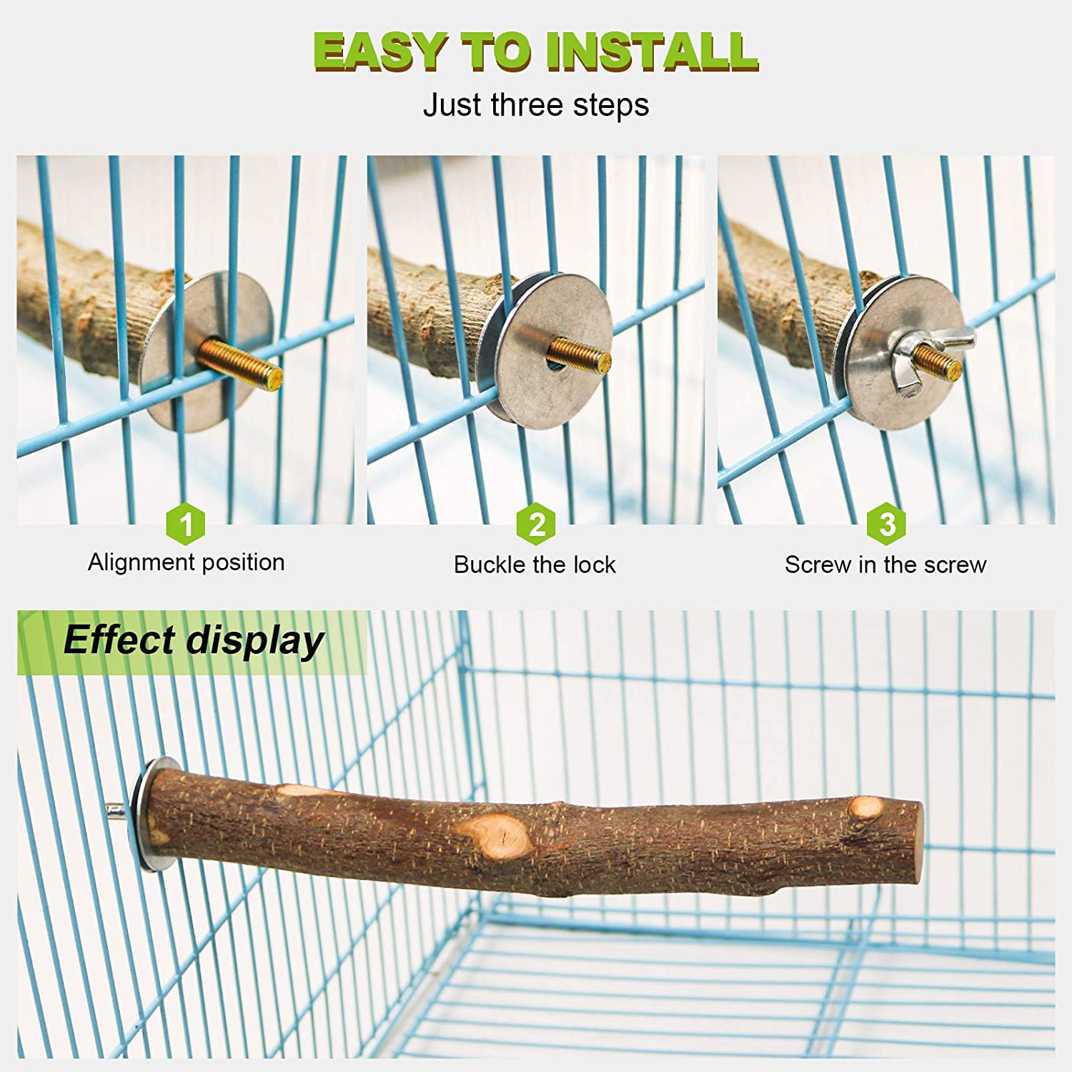 5 pack Bird Perch Parrot Stand Natural Wood Branch Platform Paw Grinding Stick Toys Cage Accessories for Budgies Cockatiels Lovebirds Parakeets Parrotlets - Image 2