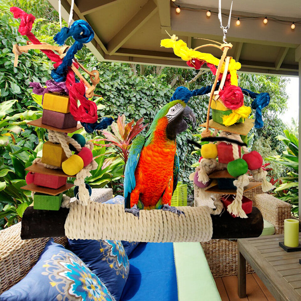 Bird Chewing Toy,Large and medium Parrot Toys, Hemp Rope Nets for Parakeets Cockatiels, Parakeets, Macaws, Parrots, Lovebirds, Finches, Bird Loofah Toys,Foraging Hanging Toy - Image 2