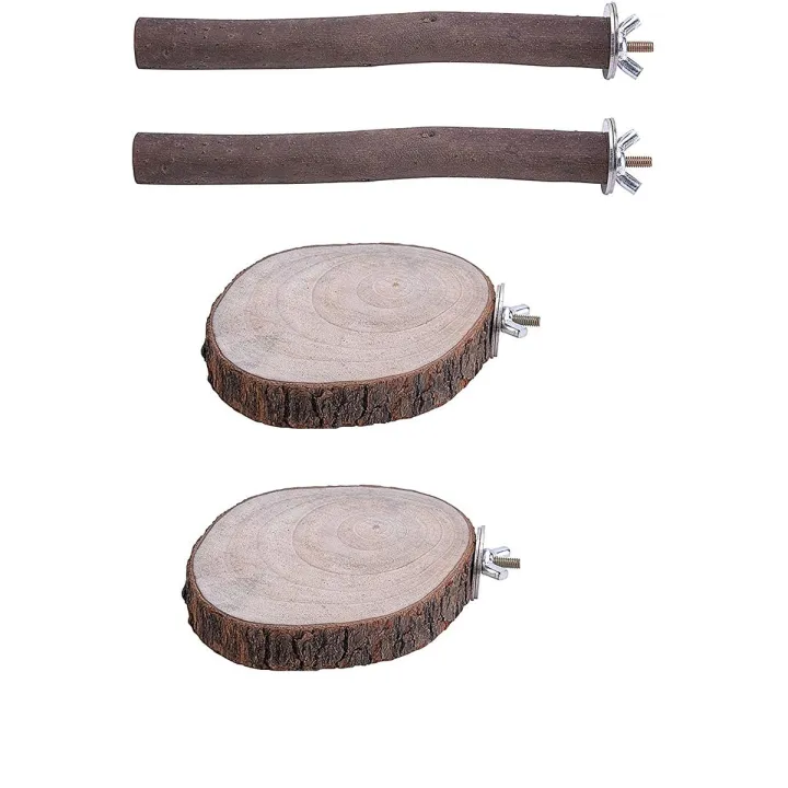 4 pack set of 9 inch long Bird Perches / 5-6 inch diameter rounded perches Natural Wood Parrot Perch for Parakeet Cage Accessories Parakeet Toys for Parrots, Parakeets Cockatiels, Conures, Macaws, Love Birds, Finches