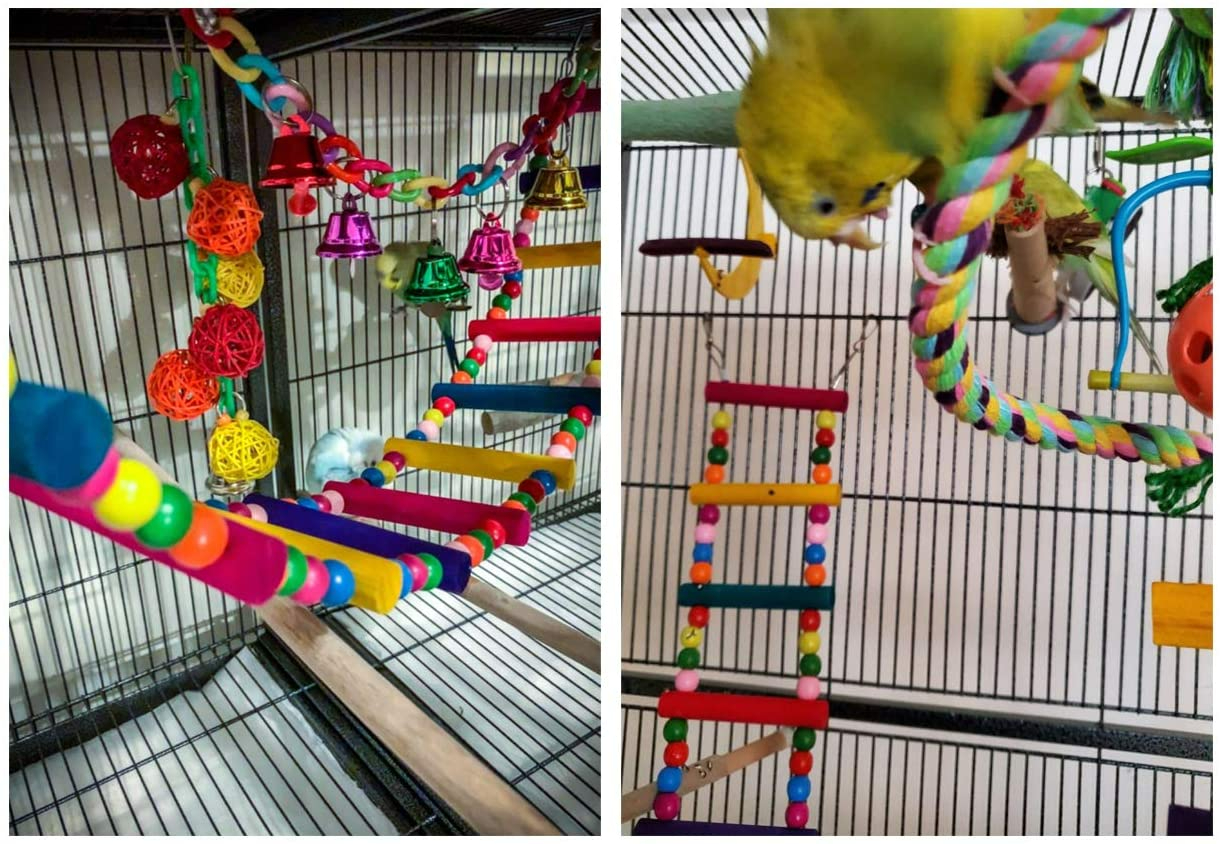 Special BIG Bird Ladder Toys Coloured Flexible Parrot Bridge Wooden ...